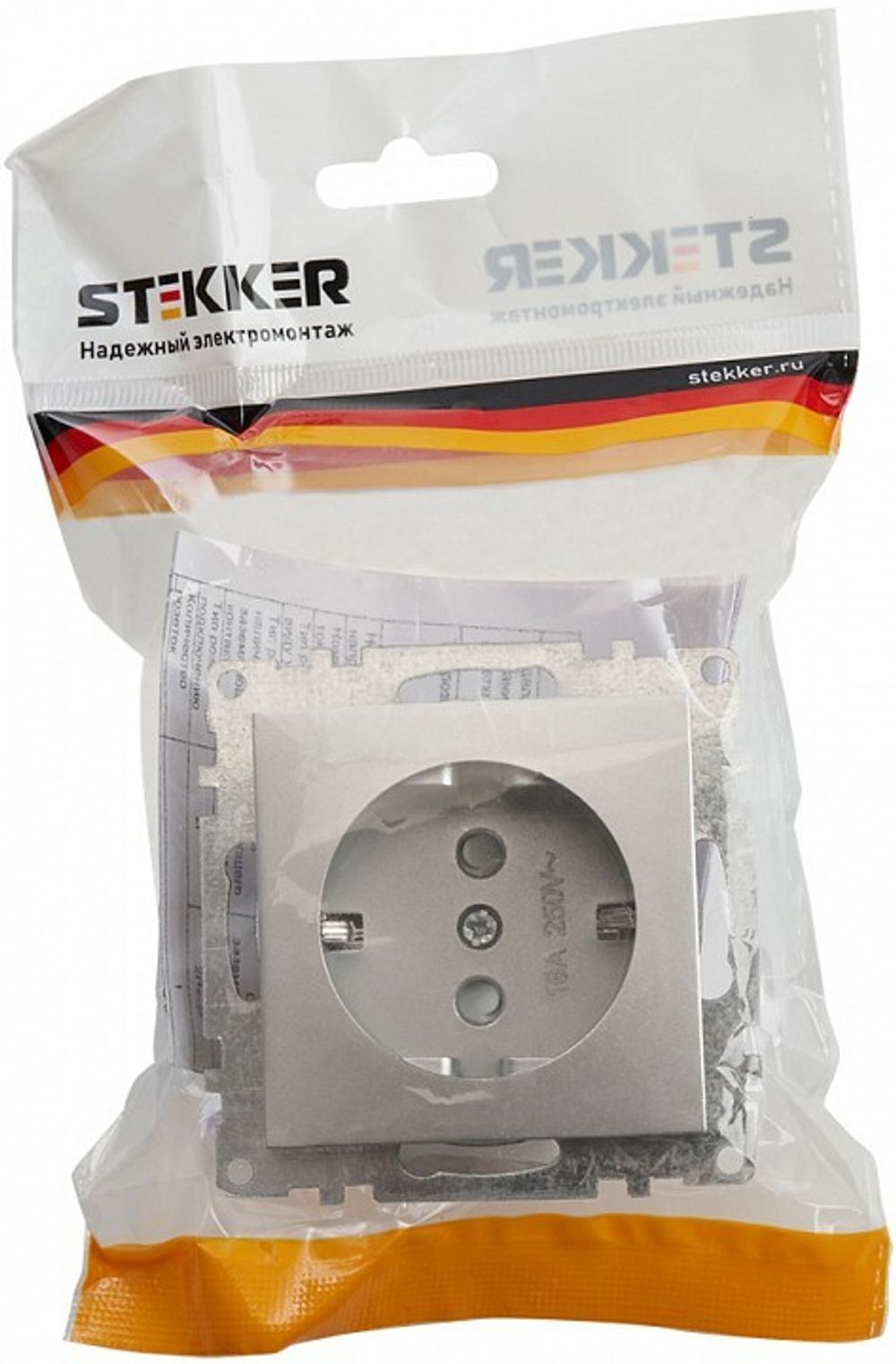 Розетка с заземлением и со шторкой, без рамки Stekker Катрин 39582