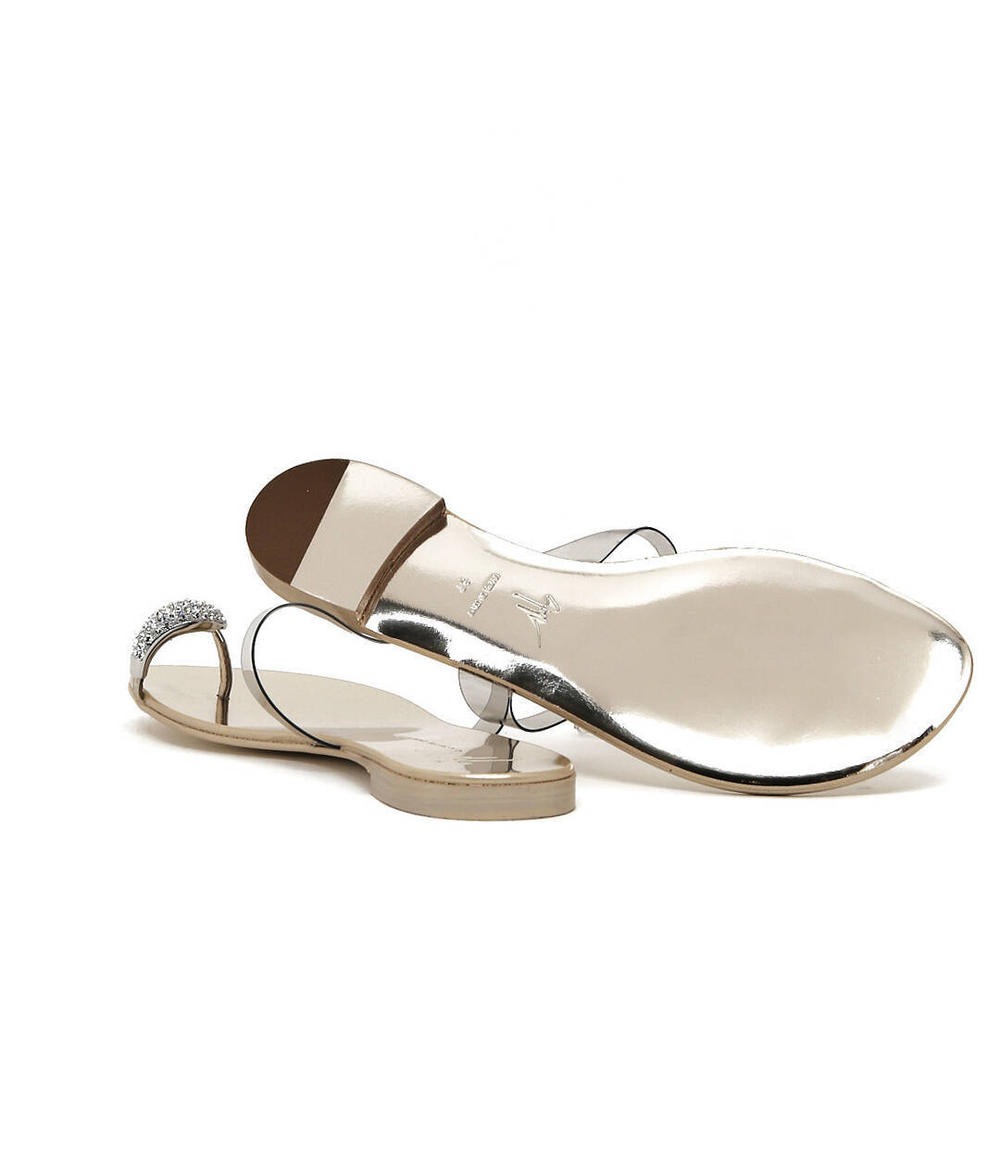 кожаное вьетнамки Giuseppe Zanotti - серебряный(I100004)