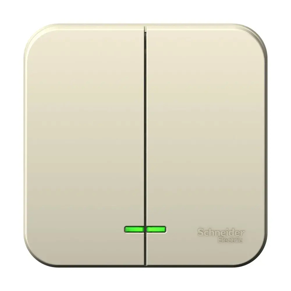 BLANCA О/У 2-клавишный ВЫКЛЮЧАТЕЛЬ (сх.5) с подсветкой, 6А, 250В, МОЛОЧНЫЙ