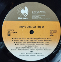 Винтажная виниловая пластинка LP ABBA АББА Greatest Hits 24 (Japan 1977) (No Obi) Waterloo