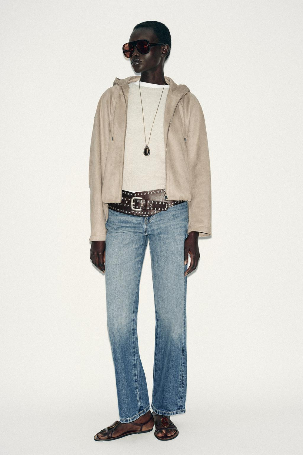 ZARA БОМБЕР ИЗ ИСКУССТВЕННОЙ ЗАМШИ С КАПЮШОНОМ, РЫЖЕВАТО-КОРИЧНЕВЫЙ