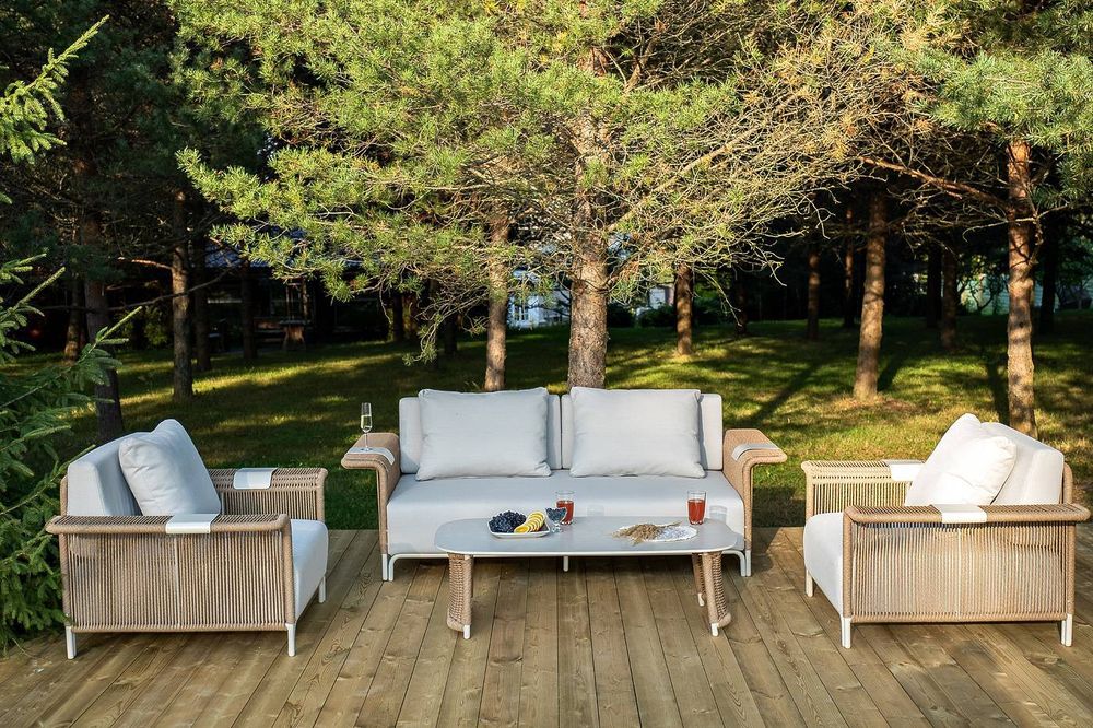 "Мальдивы" лаунж-зона из искусственного ротанга, цвет соломенный