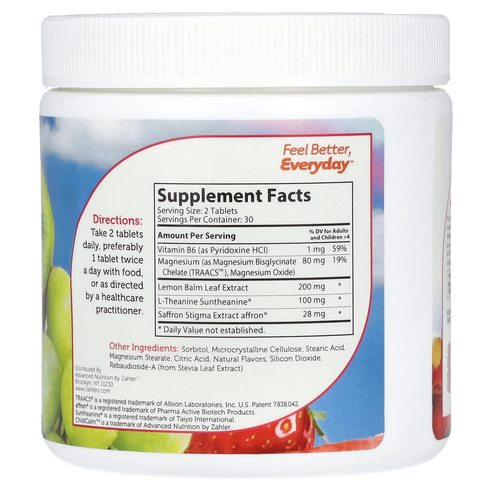 Zahler, ChildCalm, средство для расслабления детей, фруктовый пунш, 60 жевательных таблеток