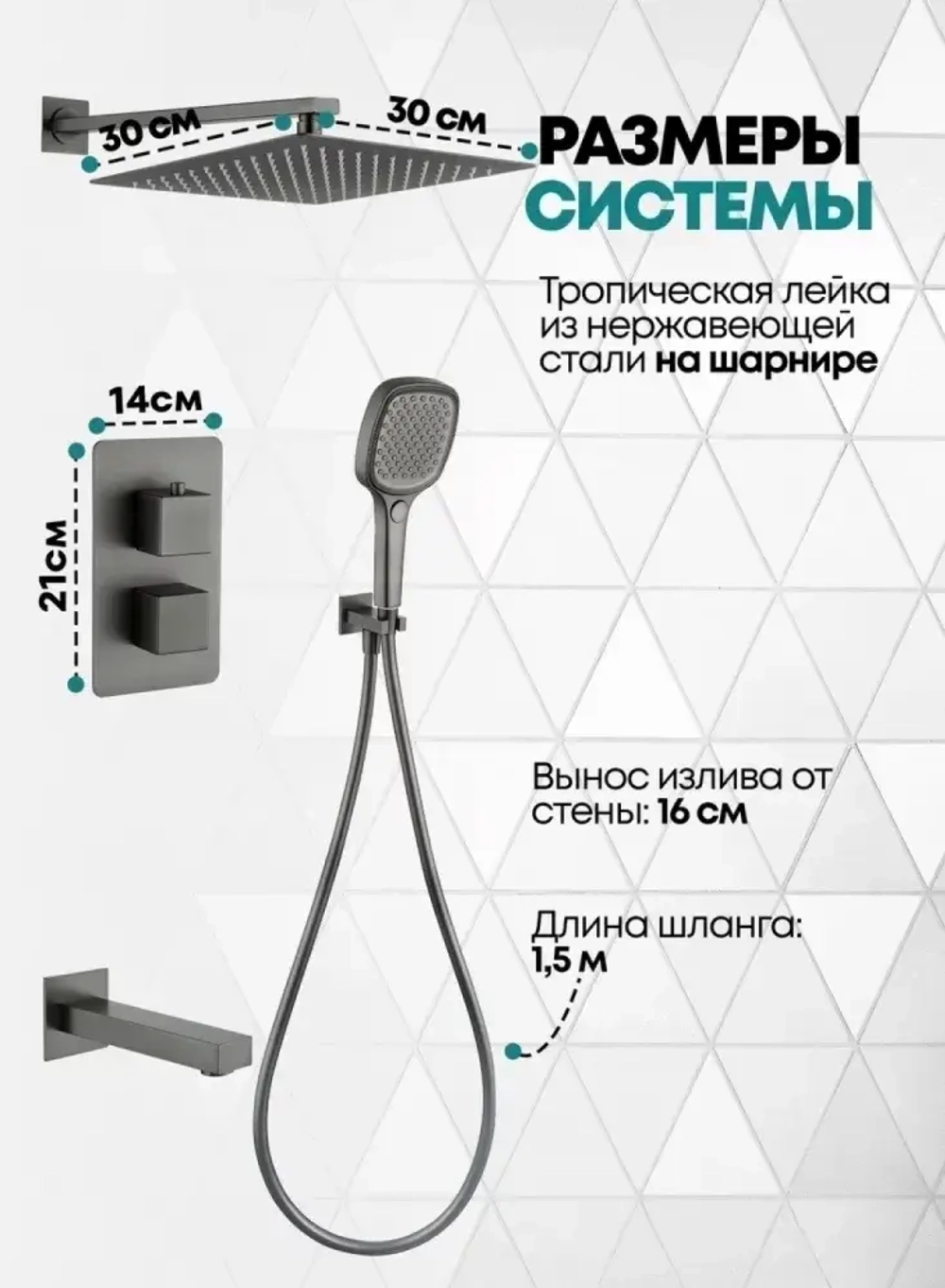 Душевая система скрытого монтажа Grocenberg GB5050BG с Термостатом Vernet (Франция)
