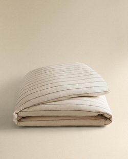 ZARA HOME ПОДОДЕЯЛЬНИК В ПОЛОСКУ, СВЕТЛО-БЕЖЕВЫЙ