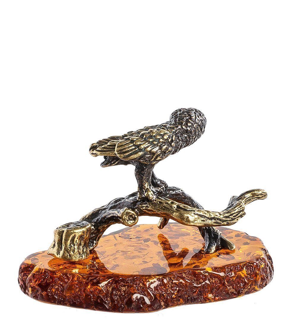 Народные промыслы AM- 560 Фигурка «Сова на ветке» (латунь, янтарь)