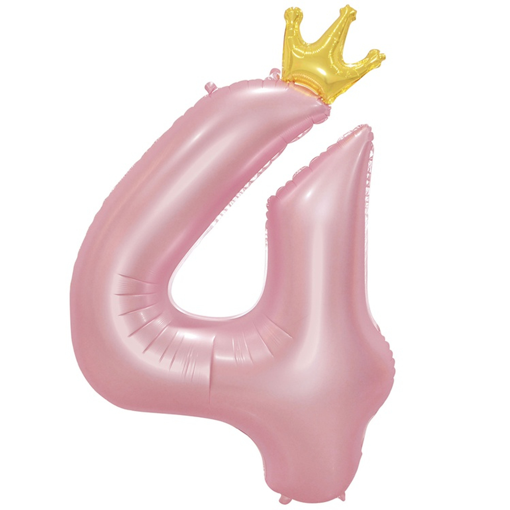 Шар фольгированный Цифра 4 115 см (Розовый)