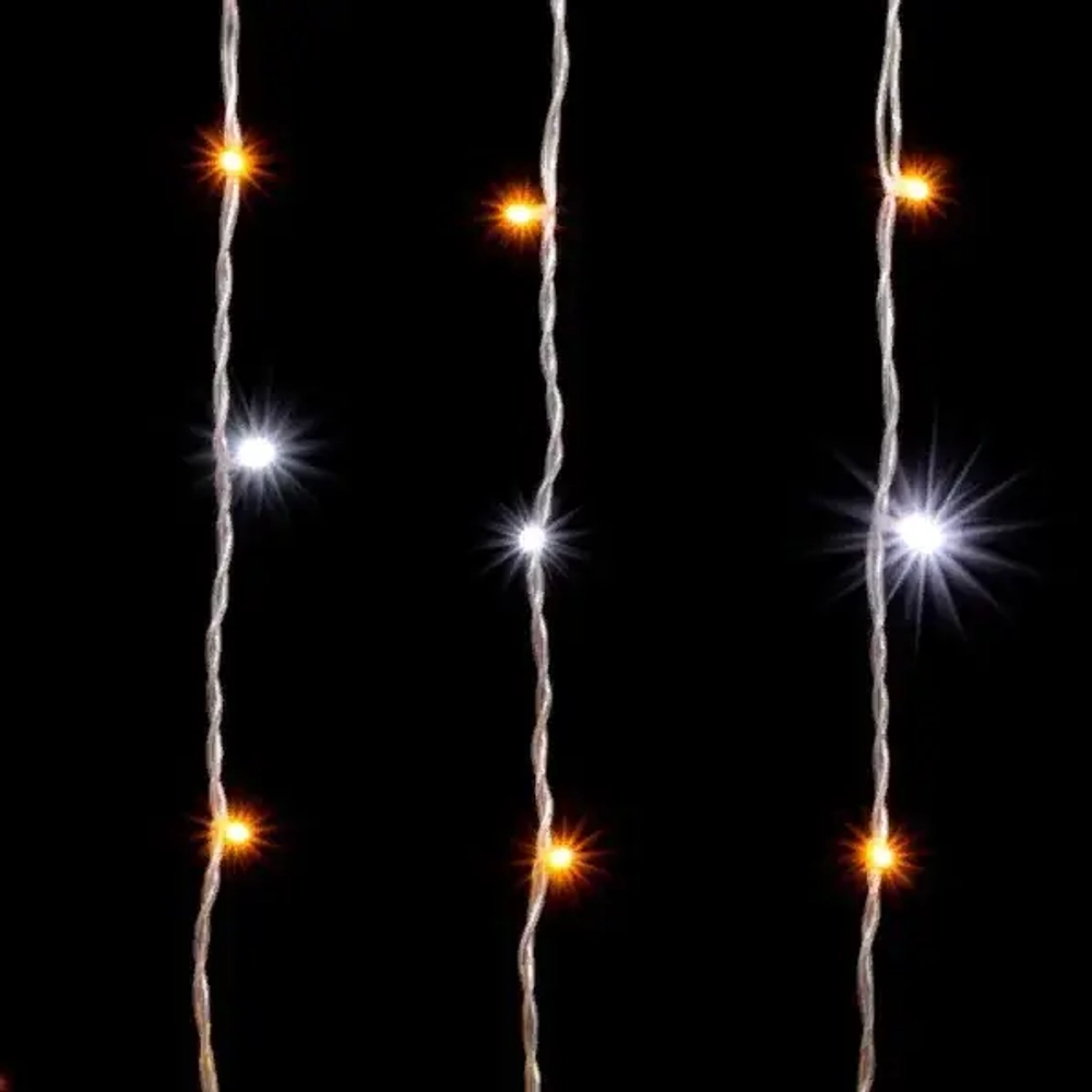 Светодиодный занавес 2*3 м., 600 желтых LED ламп, мерцание, прозрачный провод ПВХ, LTC (PCL602BLW-10-2Y)