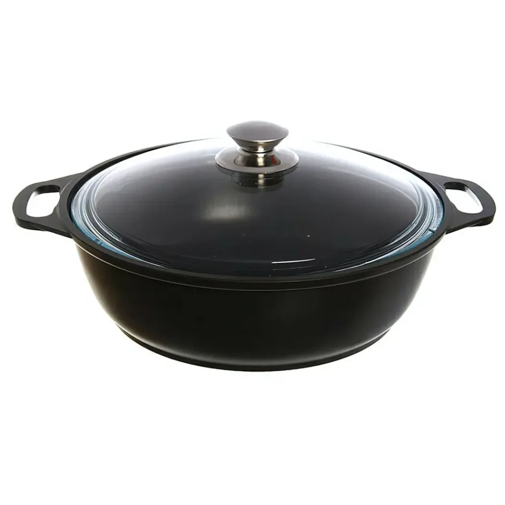 Кастрюля-жаровня 3л литой алюминий со стеклянной крышкой ж34а