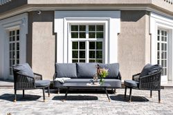 "Верона" лаунж-зона 5-местная плетеная из роупа (веревки), каркас алюминиевый темно-серый, роуп темно-серый