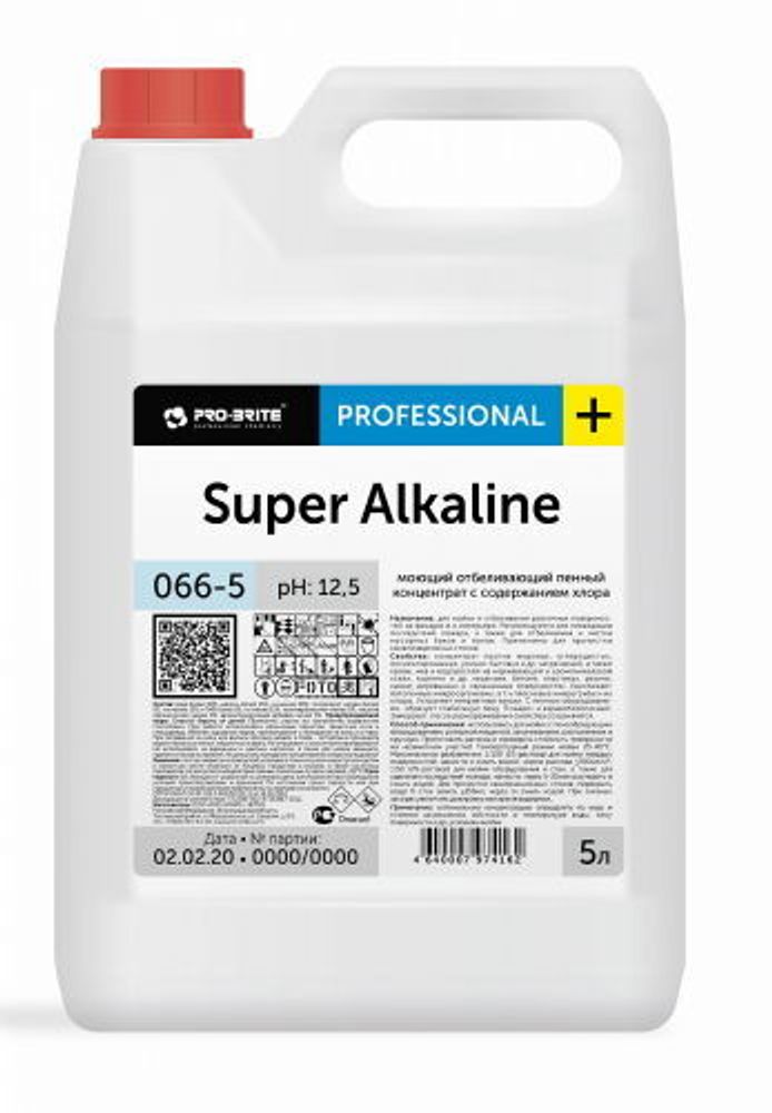 PRO-BRITE SUPER ALKALINE моющий отбеливающий пенный концентрат с содержанием хлора, 5 л