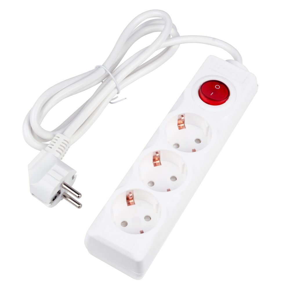 S-GCU3-1.5B WHITE Удлинитель серии Ultra. шнур 1.5м.. 3 гнезда. 16A. с-з. Белый. TM Uniel