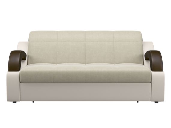 Диван Мадрид 1,2 - Велютто/Velutto  17 бежевый/беж кожзам/ коричневая накладка