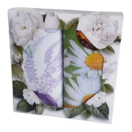 Набор из 2-х вафельных полотенец в подарочной упаковке, 100% хлопок, Россия.