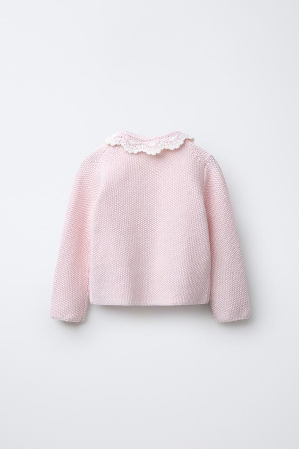 ZARA КАРДИГАН С ВОРОТНИКОМ ИЗ КРУЖЕВА КРОШЕ, ЦВЕТ РОЗОВОГО МЕЛА