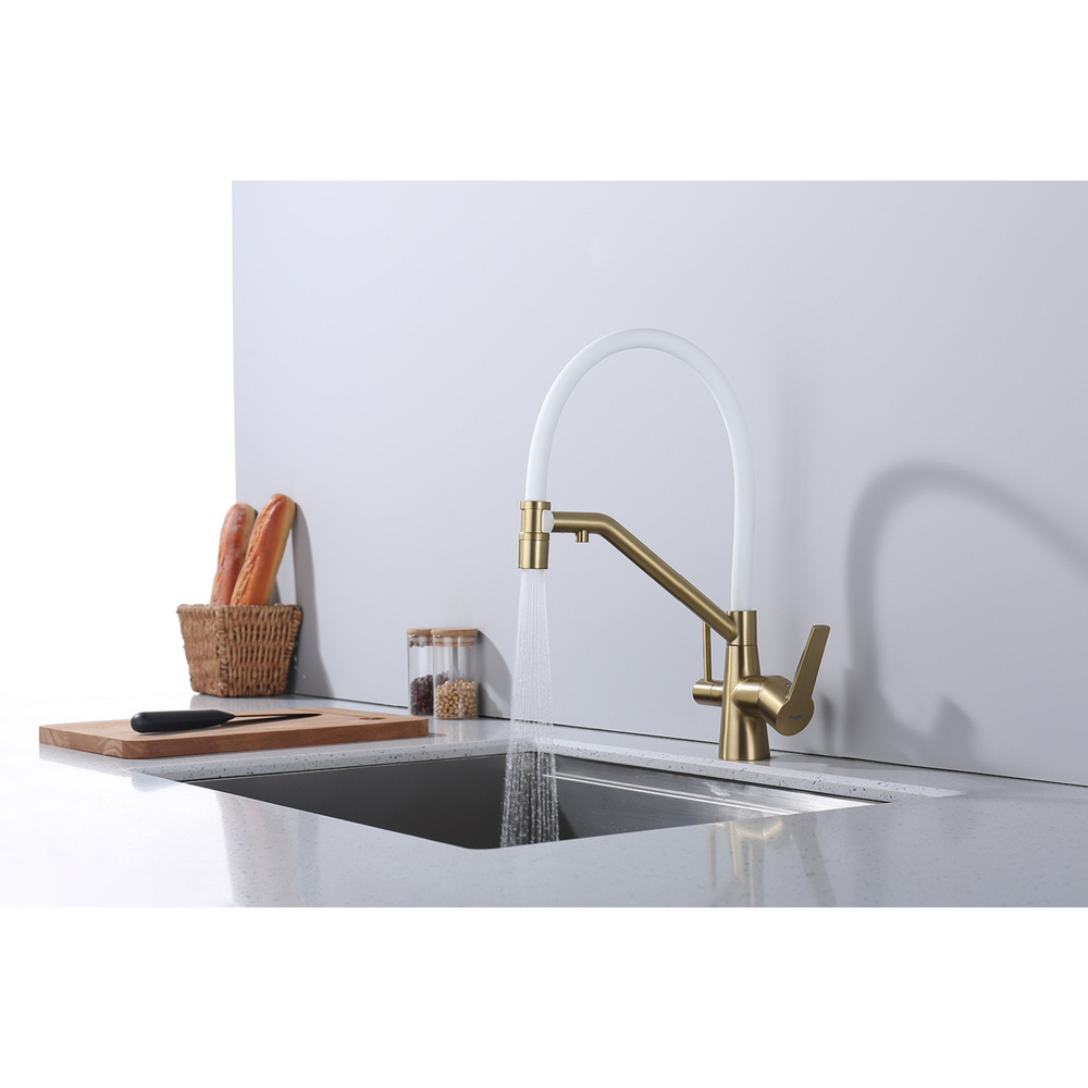 Смеситель для кухни с подключением фильтра Raglo R80.62.03, золотой сатин