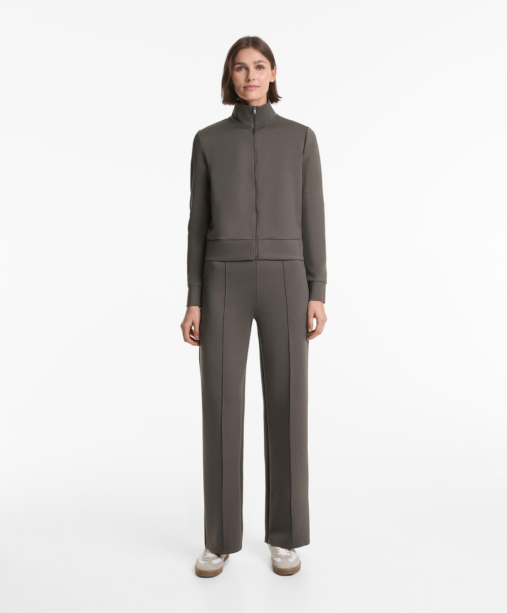 OYSHO Прямые брюки из прочной ткани, серо-зеленый