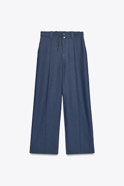 ZARA БРЮКИ WIDE LEG, ИНДИГО