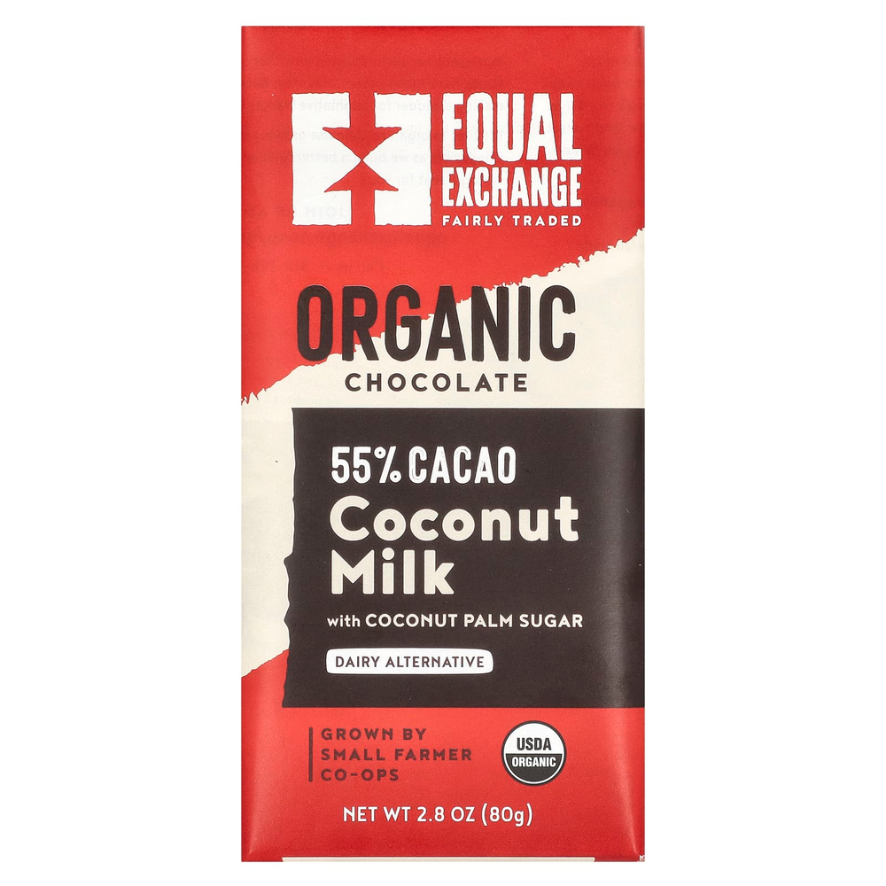 Equal Exchange, органический шоколад с кокосовым молоком и кокосовым сахаром, 55% какао, 80 г (2,8 унции)
