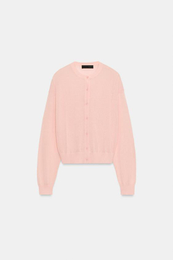 ZARA КАРДИГАН ИЗ ТОНКОГО ТРИКОТАЖА, ПАСТЕЛЬНО-РОЗОВЫЙ