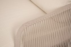 "Альбано" кресло плетеное из роупа, каркас алюминий светло-серый (RAL7035) муар, роуп бежевый круглый, ткань Mossle светло-бежевая