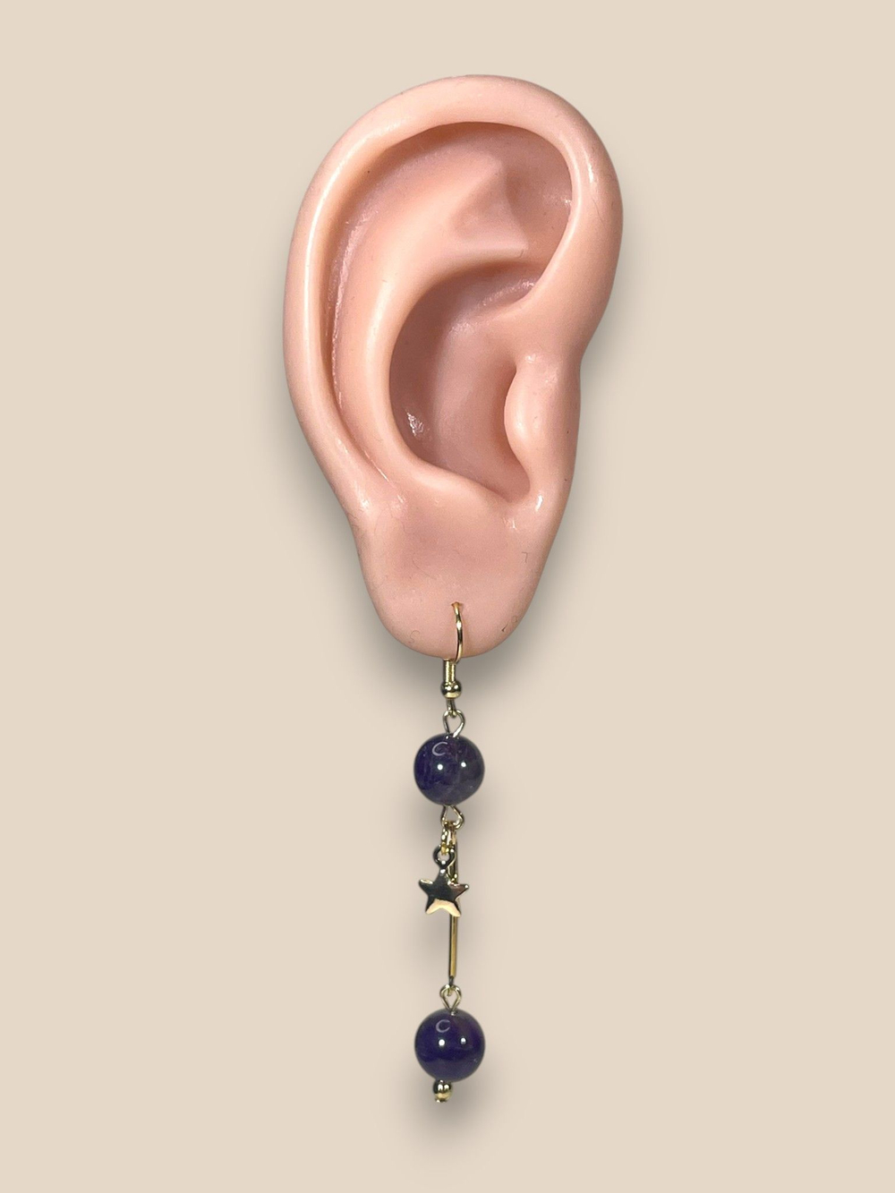 Серьги подвески с аметистом