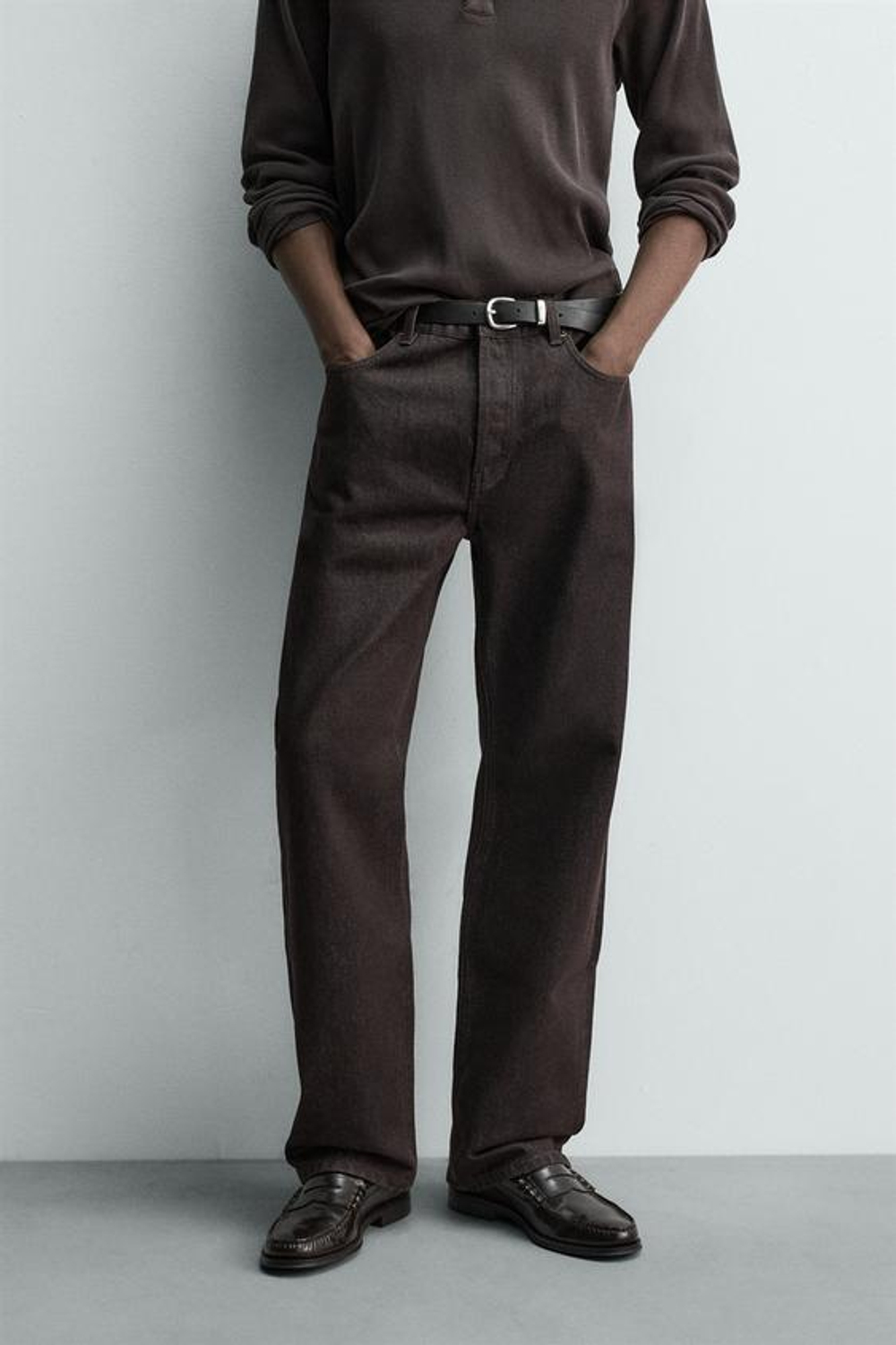 ZARA ДЖИНСЫ FLARE FIT, ТЕМНО-КОРИЧНЕВЫЙ