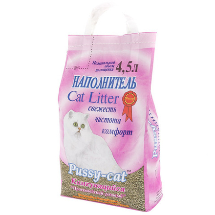 Наполнитель, 4,5л комкующийся сиреневый Pussy Cat