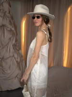 Шелковое платье с вышивкой молоко, мидакси, прозрачное