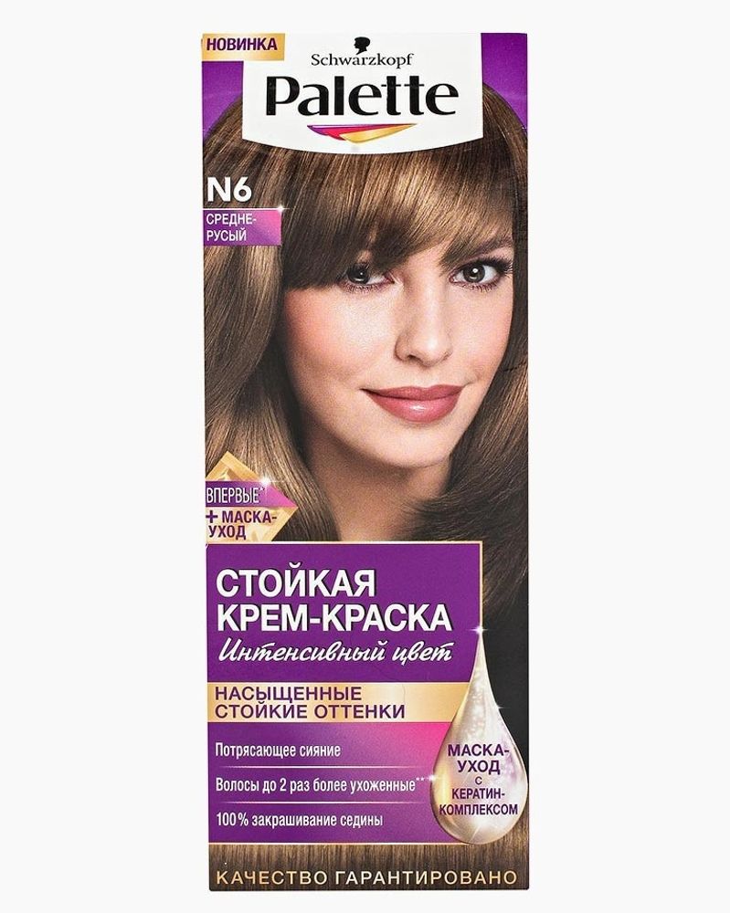 Palette Крем-краска для волос, стойкая, тон №N6, Средне-русый, 110 мл