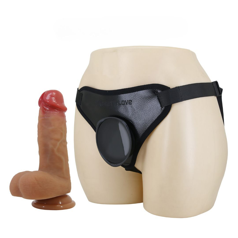 Страпон с универсальным поясом Fogg - 17,5 см. (Цвет: телесный с черным)