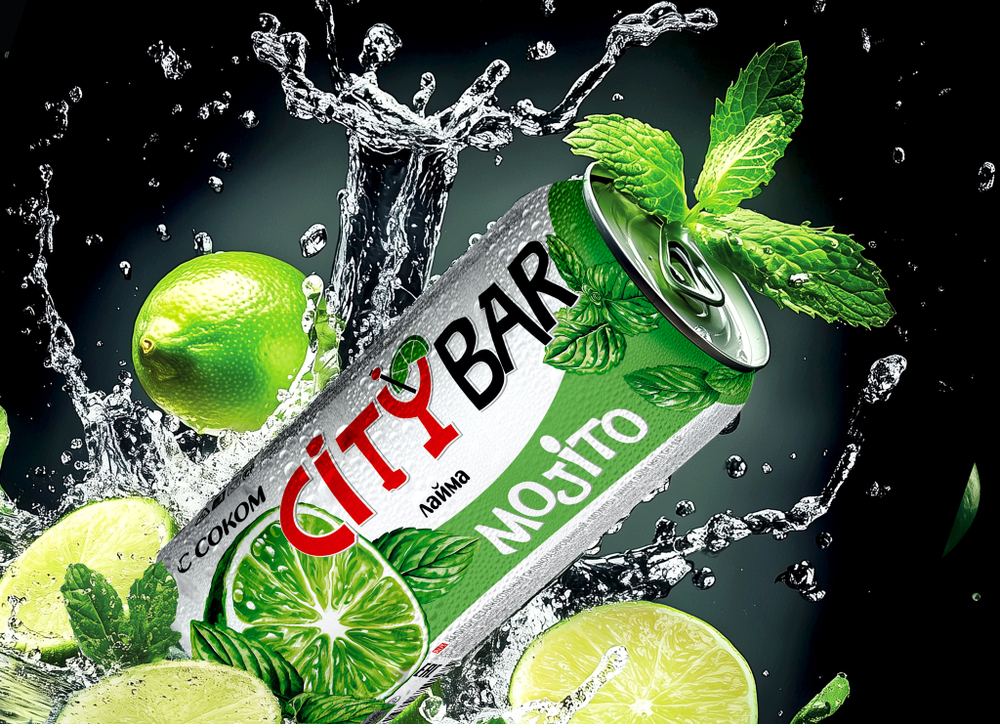 Напиток безалкогольный сильногазированный. ЖБ. 0.45л. CityBar Mojito. «Лайм» 1/12