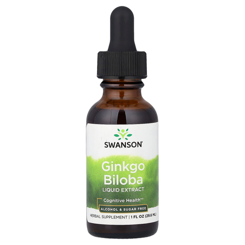 Swanson Vitamins, Жидкий экстракт гинкго билоба, без спирта и сахара, 29,6 мл (1 жидк. унц.)