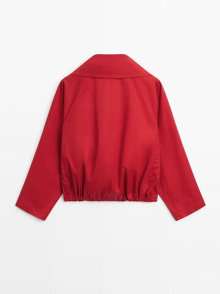 Massimo Dutti Легкая куртка из хлопка с пуговицами, красный