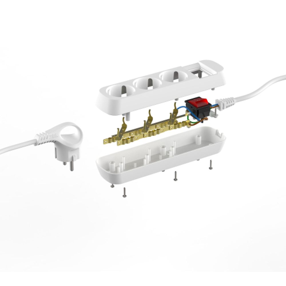 Удлинитель электрический ЭРА UDL-16-370-ES Greenline 3 розетки с заземлением с выключателем 7м ПВС 3x1мм2 | Бытовые удлинители