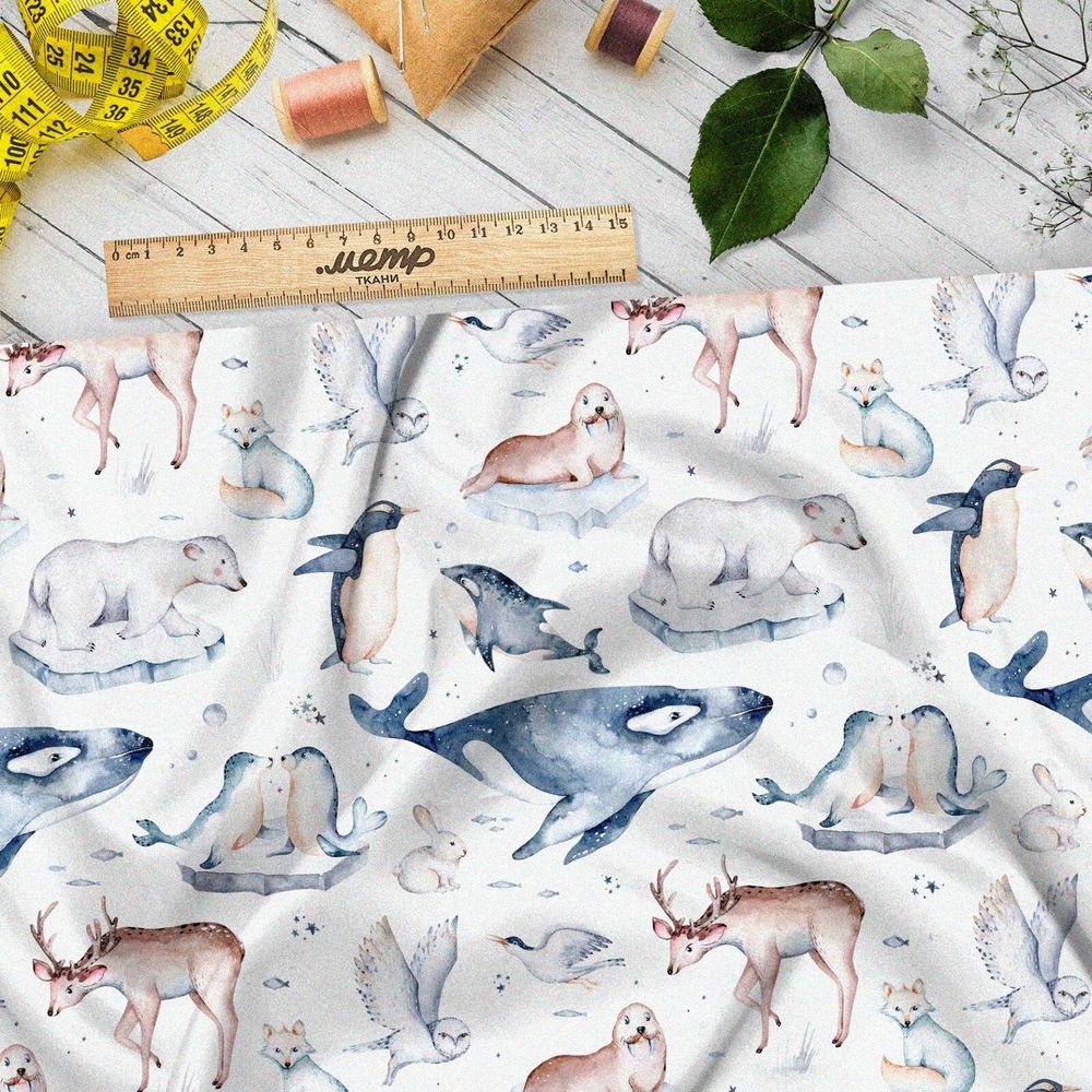 Ткань шелк Армани животный мир севера