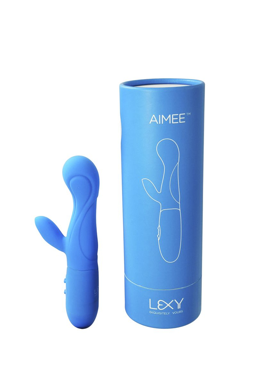 Синий вибратор Aimee - 17 см. (Цвет: синий)