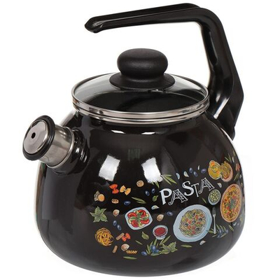 Чайник сталь, эмал, 3 л, свист, руч консоль, СтальЭмаль, Pasta, чер, 4с209я