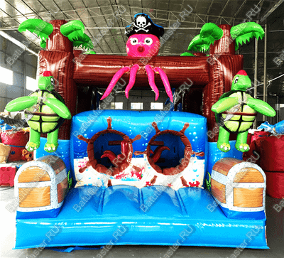 Коммерческий надувной батут "Пират-осьминог"
