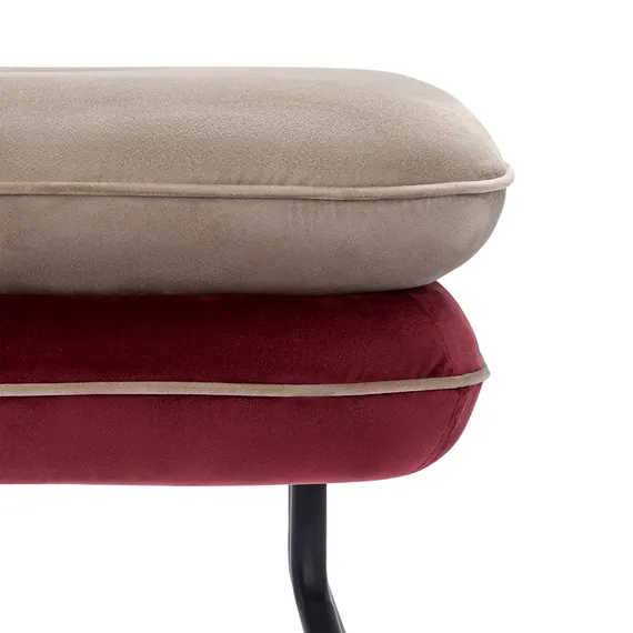 Пуф Pea, велюр, бежевый/бордовый