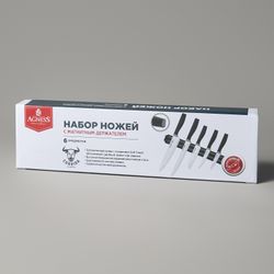 НАБОР НОЖЕЙ AGNESS 6 ПР.С МАГНИТНЫМ ДЕРЖАТЕЛЕМ И ПЛАСТИКОВОЙ РУЧКОЙ, СЕРИЯ CORRIDA