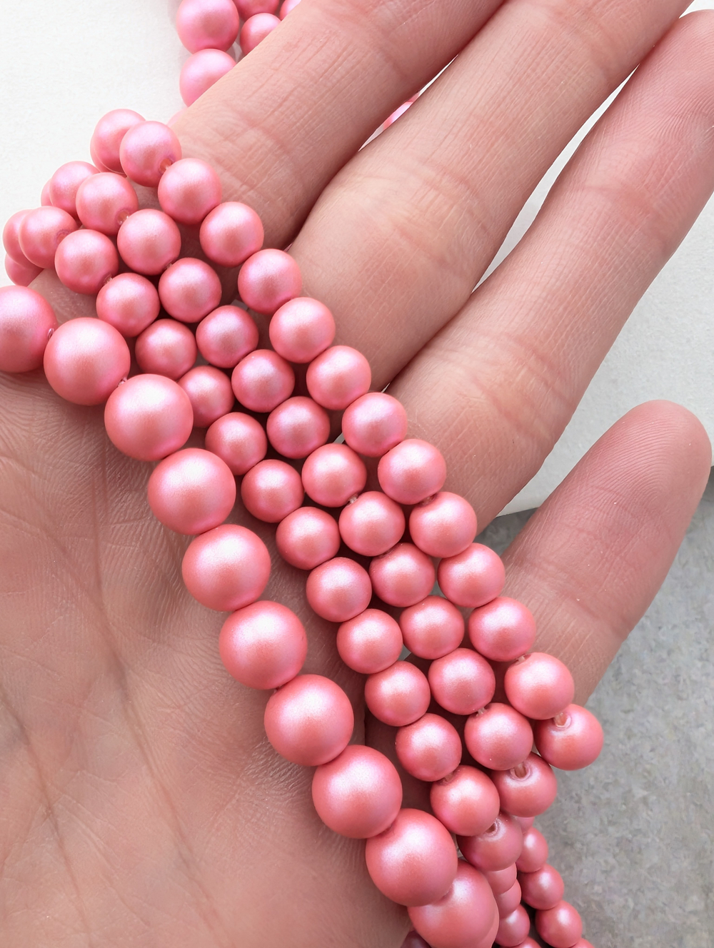 Жемчуг Майорка матовая, ярко-розовый