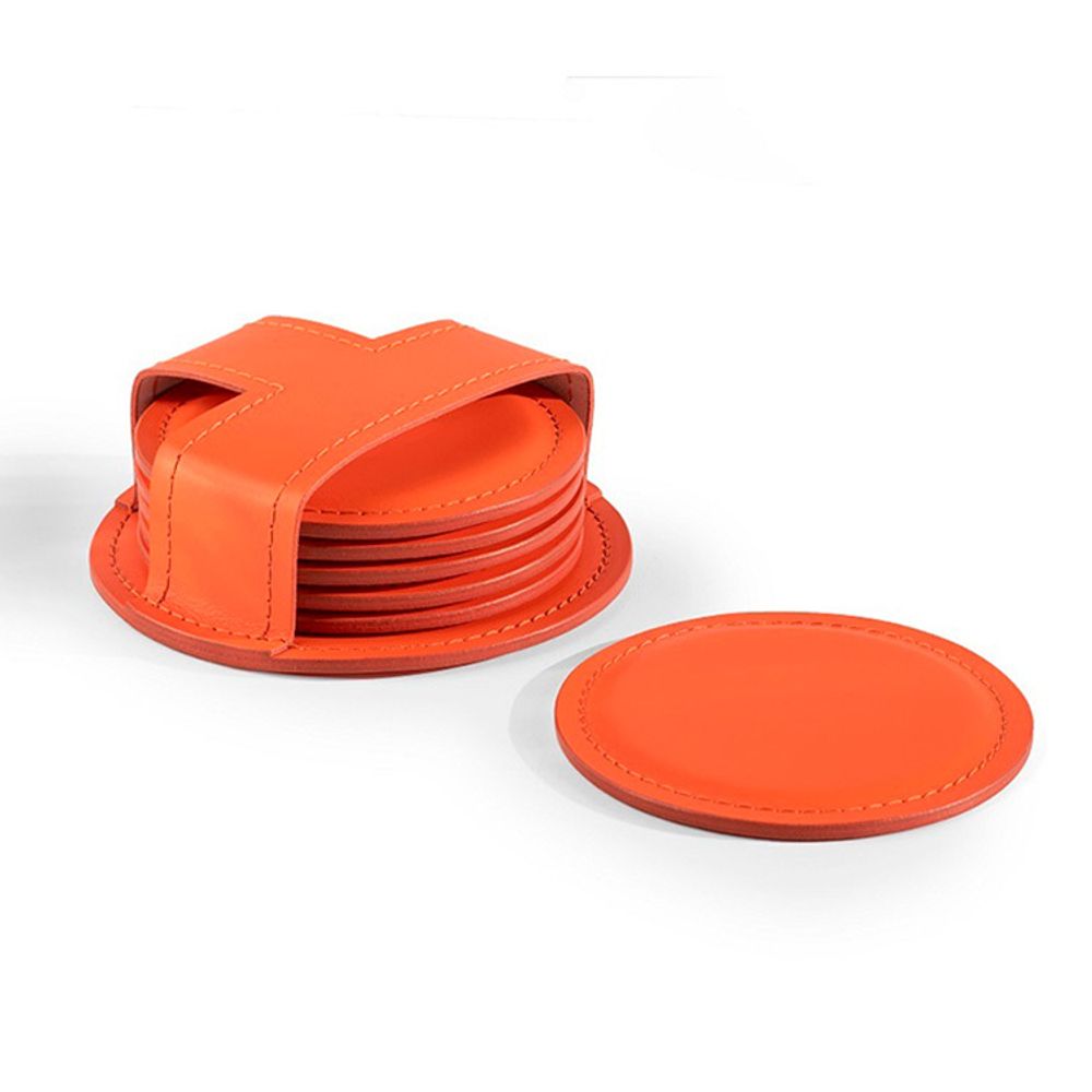 Набор из 6 костеров из двухслойной кожи Cuoietto с металлической вставкой (CR6BCMet) 5