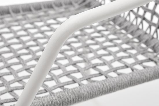 "Тунис" стул плетеный из роупа, каркас алюминий белый, роуп светло-серый