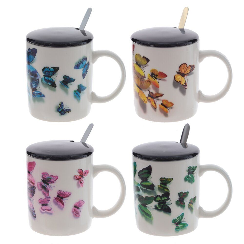 GAEM Кружка с крышкой и ложкой, 350 мл, L12 W8 H10 см, 4в.