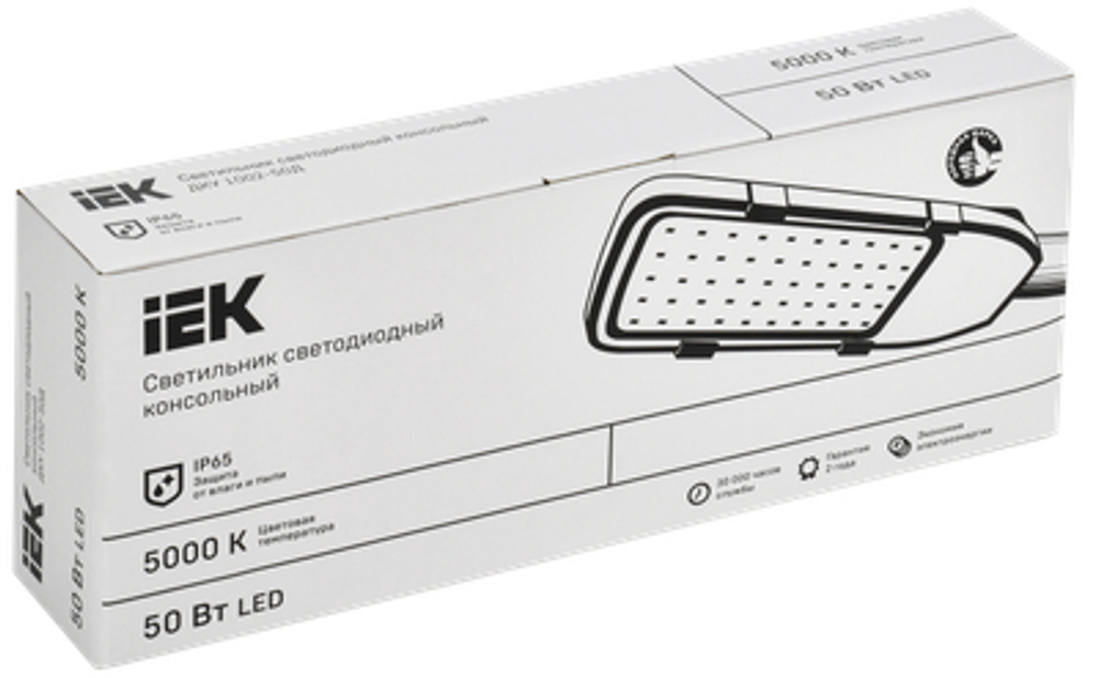 Светильник светодиодный консольный ДКУ 1002-50Д 5000К IP65 серый IEK