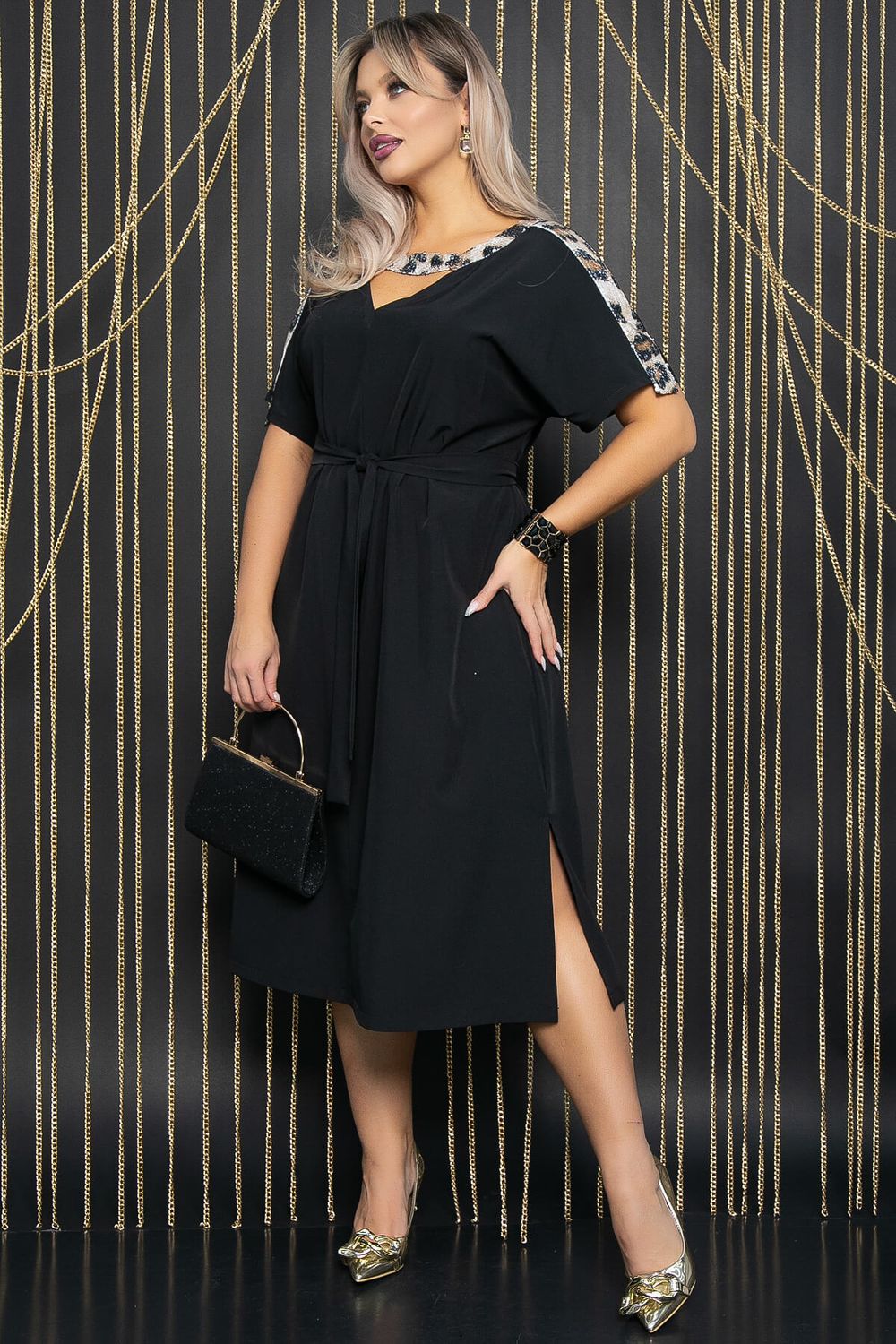 Платье Сказка (черное/лео) П12120 LT Collection