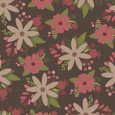 Стилизованные букеты цветов на тёмном фоне