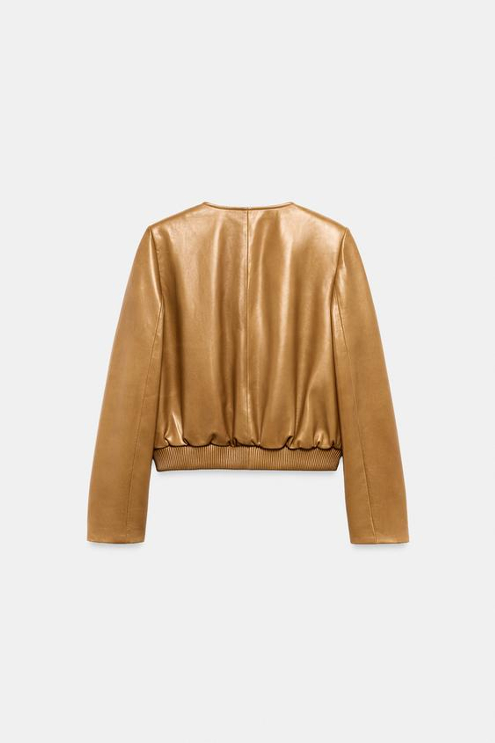 ZARA БОМБЕР ИЗ 100% КОЖИ — ZW COLLECTION, КАРАМЕЛЬНЫЙ