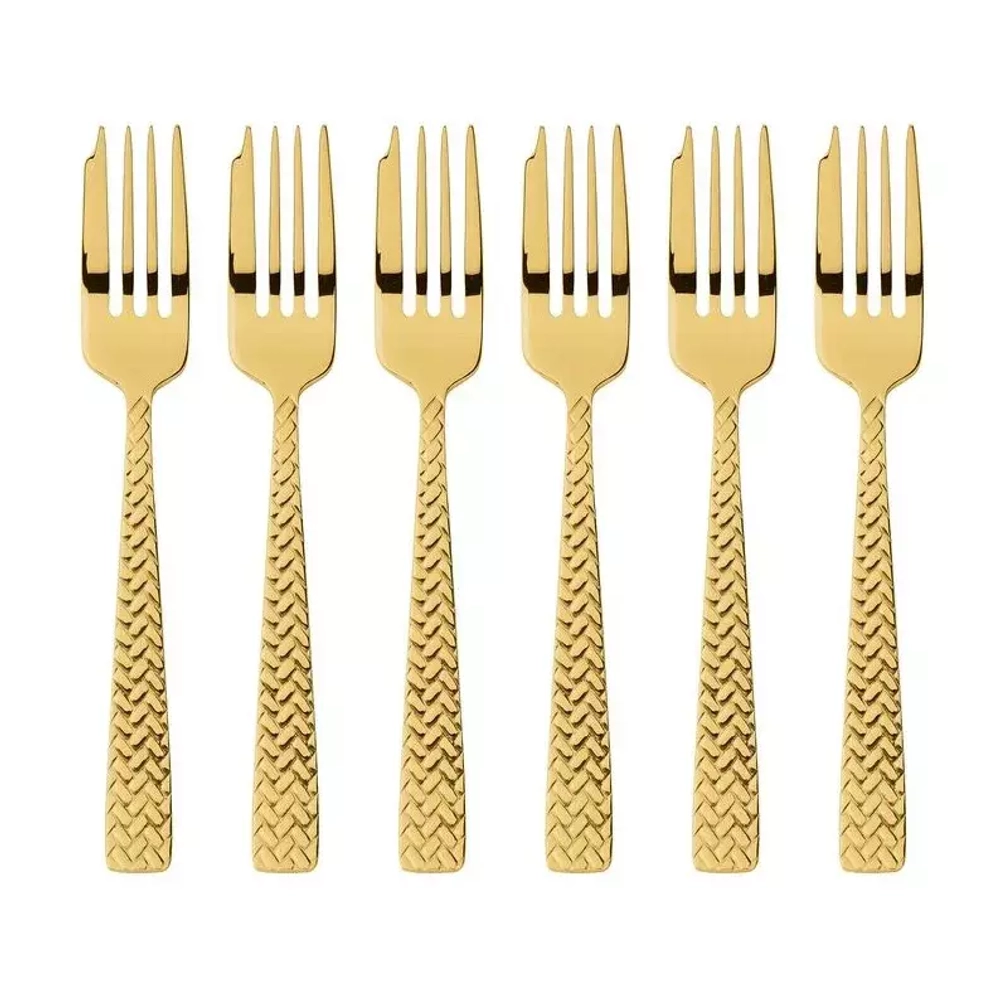 Sambonet - Набор из 6 вилок Cortina PVD Gold / артикул   52722GA5  / GTIN 8014808402395